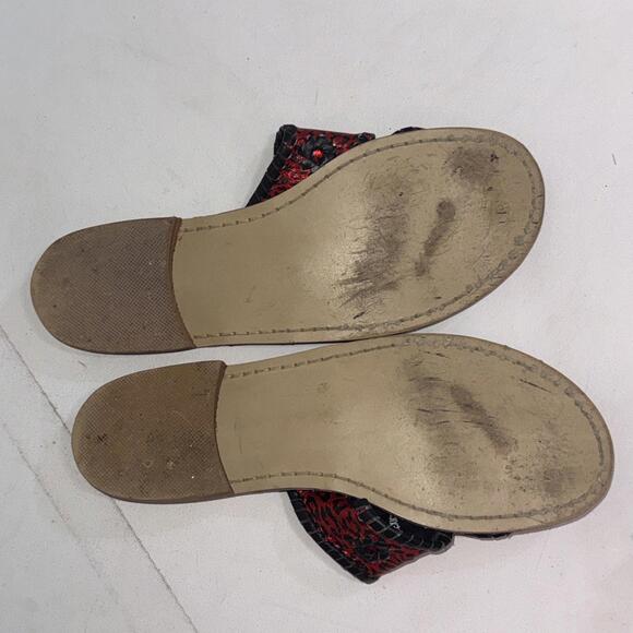 Jack Rogers Navajo Red Black Leopard Print Preppy Designer Hand Made Sandals 7 - Picture 6 of 13